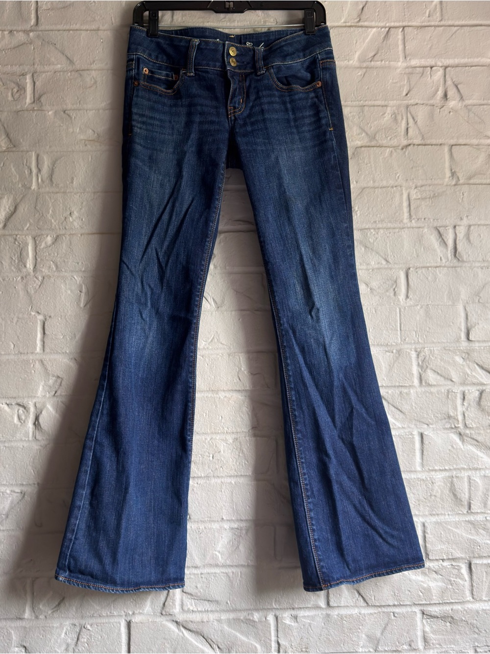 American Eagle Artist Flare Jeans Size 4 Dark Wash Low Rise Stretch Denim